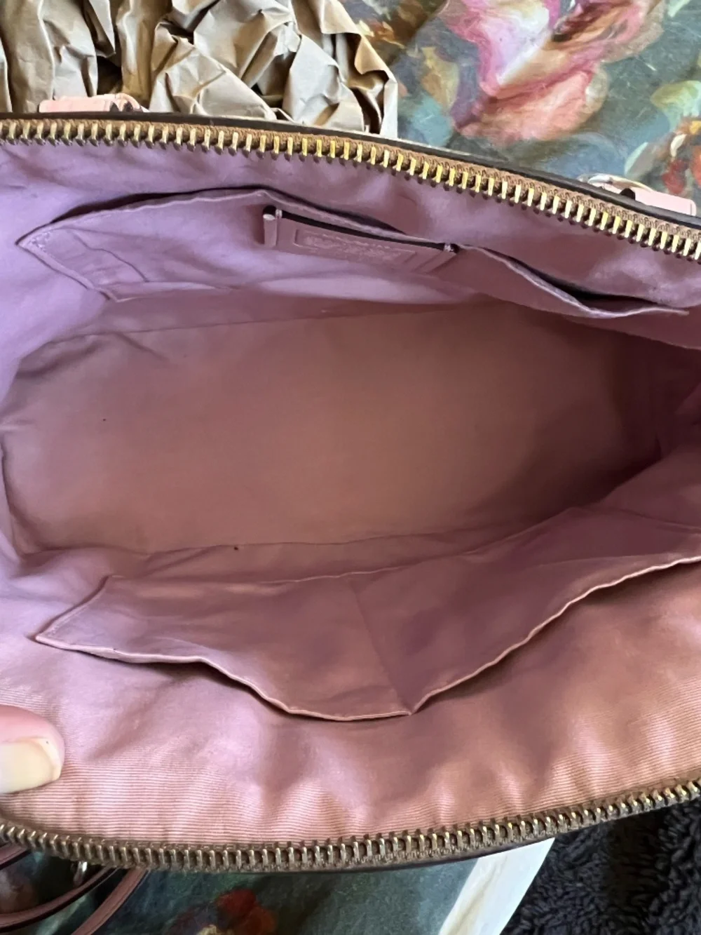 Coach Sierra Dome Satchel — Brown Signature with Pink Trim